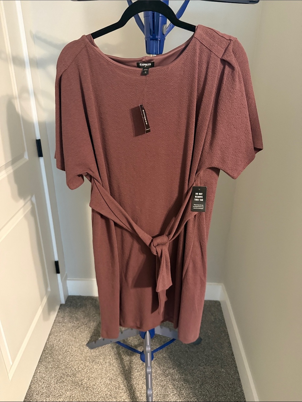 Express Dusty Rose Tie-Front Short Sleeve Dress